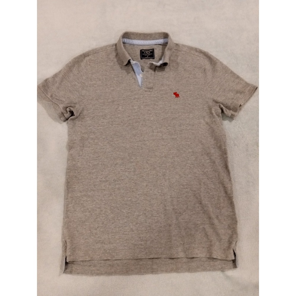 Abercrombie & Fitch Polo Shirt Mens Medium Gray Muscle Outdoor Casual Preppy - Picture 2 of 5